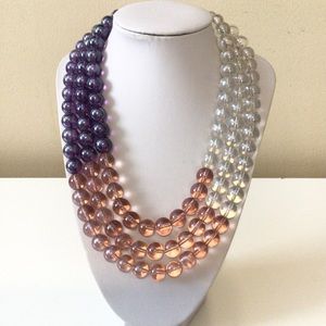 Elegant Multi-Strand Purple and Clear Necklace